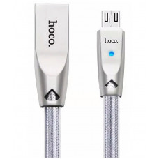 USB кабель серебристый 1.2 м microUSB Hoco Zinc Alloy U9